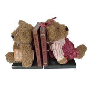 Boyds Bears Girl & Boy TEDDY‎ BEARS Bookends Plush Stuffed Animals Books Are Fun